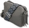 ADEL Umhängetasche Damen Echtes Leder MARA Handgemachte Crossbody Bag 5 Fächer Schultertasche mit Ledergurt + Breitem Gemustertem Riemen Verstellbarer Gurt Made in Italy (Dunkelgrau)