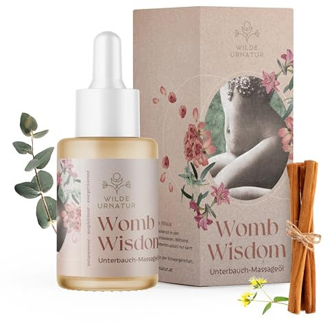 WILDEURNATUR – Unterbauch Massageöl Womb Wisdom – lindert Periodenschmerzen & Bauchkrämpfe – Entspannend, ausgleichend & energetisierend, beruhigt Bauchregion – 100% naturreine Öle 30ml