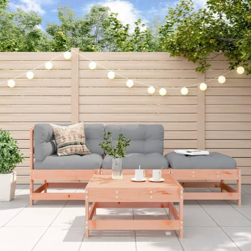 ULUYYUC 4-TLG. Garten-Lounge-Set, Ecksofa Balkonmöbel Schlafsofa Fußhocker Geeignet für Hinterhof Balkon Außenbereich Garten Massivholz Douglasie