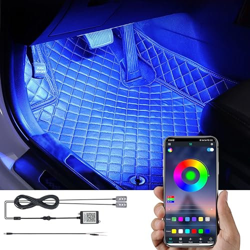 TABEN RGB Auto Fußraum Ambientebeleuchtung Kit APP-Steuerung 16.7 Millionen Farben Sound Aktive Musik Sync DC-Leitung Car Innenraum Fußraum Atmosphäre Licht DC 12V