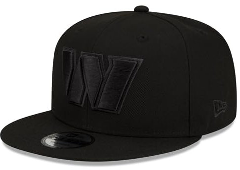 New Era NFL 9FIFTY Black On Black Adjustable Snapback Hat Cap One Size Fits All, Washington Commanders, Einheitsgröße