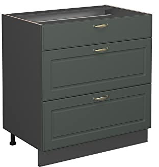 Vicco Küchenunterschrank Fame-Line, Grün-Gold Landhaus, 80 cm
