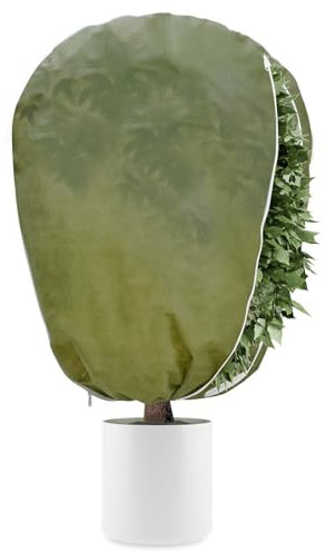 DEWUR 50 g/m² - Protection hivernale pour plantes en pot - Sac en toile de jute pour palmiers, tomates, citronnier, laurier-rose, chanvre (vert, 80 x 100 cm)