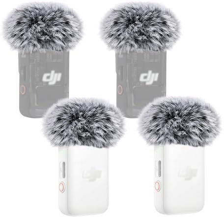 YOUSHARES DJI Mic 2 Wind Muff - 4 Packs Furry Microphone Windscreen Mic Windshield for DJI Mic 2 Wireless Lavalier Microphone for Record Interview(Black)