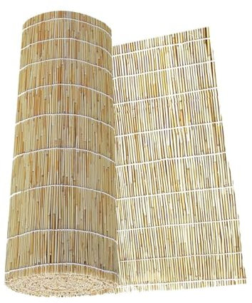 Cl?ture en Bambou Naturel, 100cm 120cm 130cm 150cm 160cm Cl?ture en Bambou Enroulé pour L'extérieur Cl?ture De Confidentialité Panneaux D'écran pour Le Jardin Balcon Fenêtre