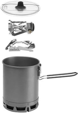 Fire-Maple Petrel 265g Ultralight Camping Cooking Set with Aluminum Pot, Greenpeak Stove, Titanium Gas Canister Stand | Fast Boiling Outdoor Cookware Kit for Backpacking Hiking Trekking Fishing