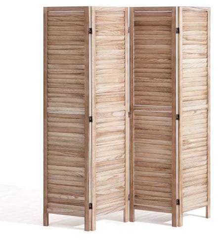 VEVOR Cloison de Séparation en Bois, Séparateur de Pièce Pliable à 4 Panneaux, Paravent de Confidentialité Intérieur à Volet 170 cm de Haut, pour Séparation de Pièce, Bureau, Chambre à Coucher