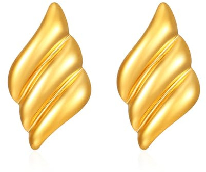 FFWTPY Elegante Ohrringe Gold Blatt-Design Hochwertiger Schmuck für Frauen 90er Jahre Stil Perfekt für Festival und Alltag