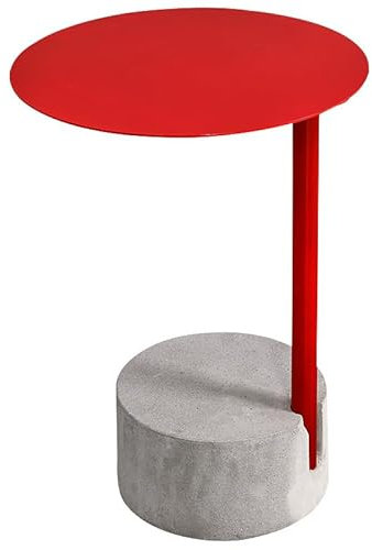 Beistelltische Wohnzimmer-Teetisch, Sofa-Beistelltisch, roter runder Ecktisch aus Eisen, mobiler Couchtisch Couchtisch