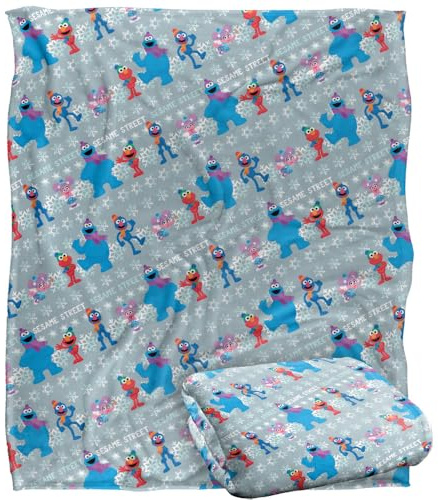 Sesame Street Holiday Snow Character Pattern Silky Touch Super Soft Throw Blanket 152 X 127 Cm