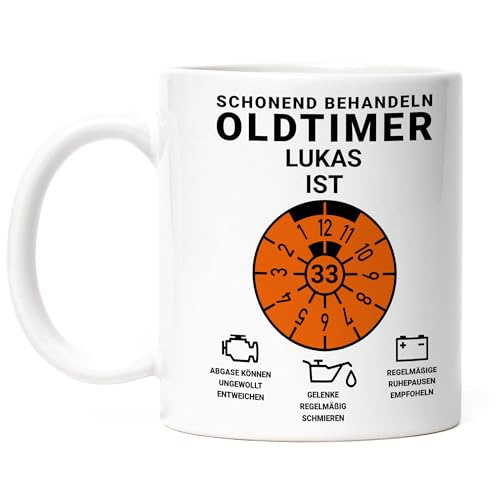 Kiddle-Design Personalisierte Tasse 33. Geburtstag, Schonend behandeln Oldtimer ist 33, 33ter Geburtstag Lustiges Geschenk Mann Frau
