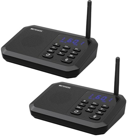 Retekess TH201 Two Way Wireless Intercom System, Intercoms Wireless for Home, 2KM Working Distance,Easy to operate,Up to 99 Extensions, Plug and Play, 8-level Volume Control, Suitable for the Elderly