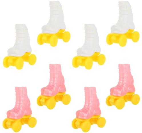 Vaguelly 4 Paar Doll Roller Skates Nette Miniatur -Rollschuh Skates Für Puppen -Plastik -Puppenschuhe Für Bastelpuppen -Skating -Werkzeug Skate -Handwerk Für Puppe
