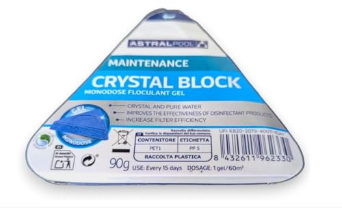 PISCIVAL CrystalBlock | Pack de 3 uds.| Floculante Gel Monodosis 90g | Agua Cristalina y Transparente para Piscinas | Mejora la Filtración y Reduce el Consumo de Químicos | Uso NO Profesional