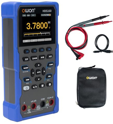 OWON HDS160 2 in 1 Multifunktions Oszilloskop+Multimeter, 1MHz Bandbreite mit 2,8 Zoll IPS Bildschirm, 60000 Zählungen, 4 1/2 Digitalmultimeter und 1Kanal Digital oszilloskop