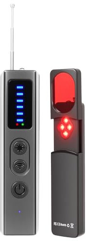 Detector de Micrófonos Ocultos: Detector de Dispositivos Ocultos Inalámbrico, Detector Camaras y Microfonos Ocultos, GPS y Señales RF con 5 Niveles de Sensibilidad para Oficina, Hotel y Hogar