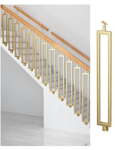 Poste de barandilla de escalera ajustable con soporte, balaustres huecos de hierro para seguridad y estilo de escalera interior