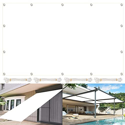 Sunset Deluxe 10x10 m Quadratischer Sonnenschutz für Gartenpavillon, wasserdicht & wetterfest, Überdachung inklusive Spannseilen für Terrasse, Balkon & Terrasse, Weiß 21985