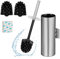 Relaxdays Escobilla Baño, Escobillero Pared Adhesivo o con Tornillos, 36,5x9x11 cm, Acero Inoxidable, Plástico, Plateado, 10% 90%