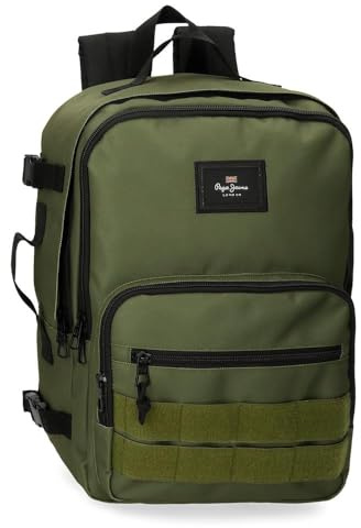 Pepe Jeans Aris Evergreen Rucksack für Notebook, 39,6 cm (15,6 Zoll), Khaki, 31 x 44 x 20 cm, Polyester, von Joumma Bags