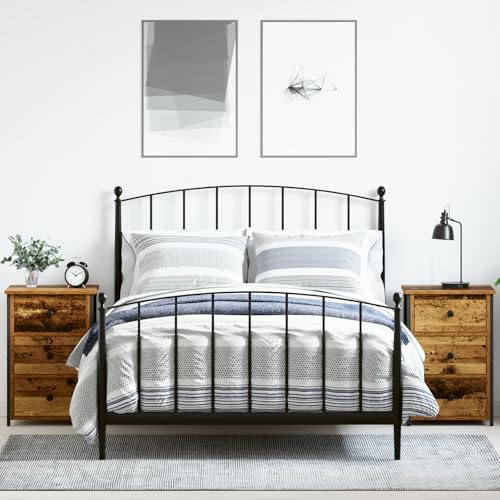 Holamys Nachttische, 2er-Set, braun, rechteckig, aus synthetischer Spanplatte, Holzoptik, für Schlafzimmer, Wohnzimmer