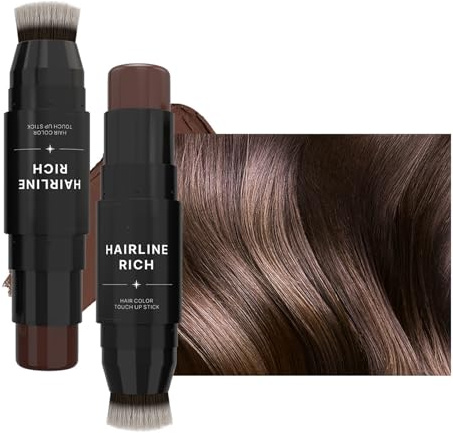Hairline Stick,2-in-1 Haarliniencreme-Stick- Brown Haarfasern mit Bürste,Sofortige Wurzelauffrischung,Abdeckung von Graue & Dünner Werdenden Stellen,Natürlicher Look,Wasser-und Schweißbeständig