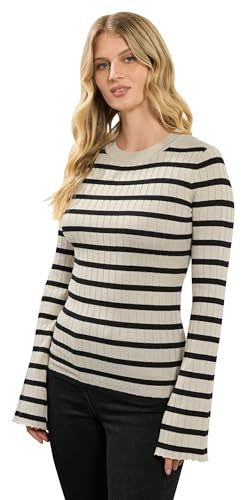 Long Tall Sally - LTS Tall Chocolate Striped Ribbed Jumper - Women's