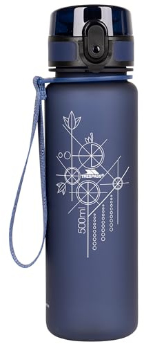 Trespass Water Bottle Flintlock - BPA-Free Plastic, Lockable Flip Lid, Wrist Strap, 500ml Capacity