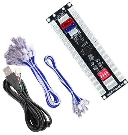 SJ@JX All-Tasten-Arcade-Controller mit Raspberry Pi RP2040 Encoder, Multi-Plattform-kompatibel, benutzerdefinierte RGB-Beleuchtung, Kampfspiel-Joystick & Tasten für PC und Nintendo Switch (blau)