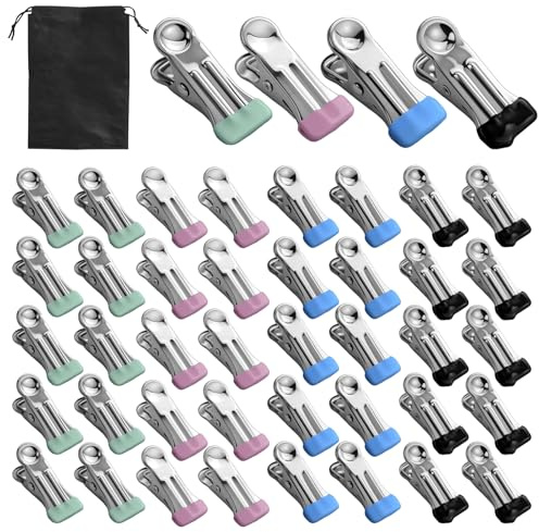 60 Pezzi Mollette Acciaio Inox, Mollette in Metallo, Multifunzione Mollette per Bucato, Mollette per Bucato Senza Impronte, per Calze, Fotografie e Conservazione di Cibo (60 Pezzi)