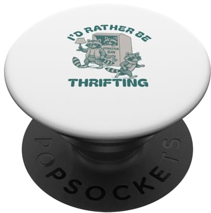 I'd Rather be Thrifting Second Hand Raccoon Thrift Store PopSockets Klebender PopGrip