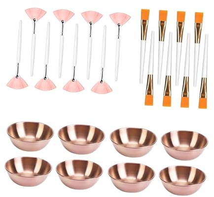 LeeQinersw 24-teiliges Kosmetikstudio-Set mit Bürste, Gesichtsschale, Servierschale für Salon und Heimgebrauch, Körperöl, Goldener Pinsel
