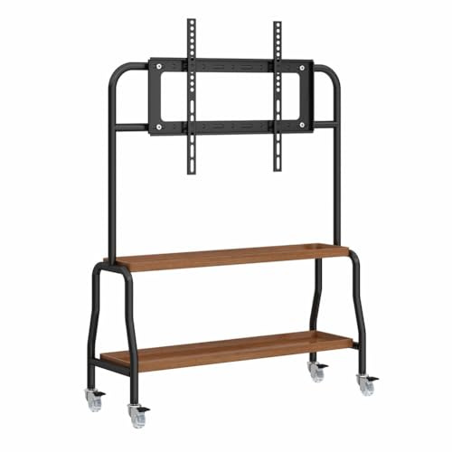asdchZen Portable Tv Cart With Wheels For 43-75 Inch Screens, Mobile Multimedia Floor Stand With Storage Dividers, Rolling Tv Stand - White, 1 Layer, Adjustable Height,Black 2 Layer