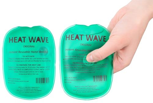 HEAT WAVE Instant Reusable Heat Pack - 2 Hand Warmers (1 Pair) - Premium Quality - Medical Grade - in a Pocket, Heat Lasts up to 2 Hours - Made in USA (not China)