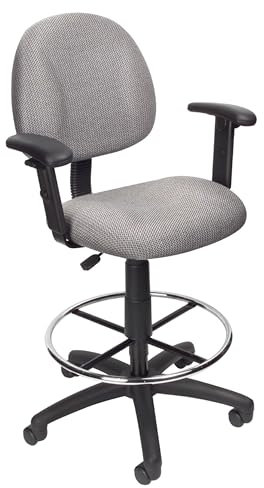 Boss Office Products B1616-GY Ergonomischer Arbeitssessel mit verstellbaren Armlehnen, grau