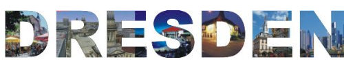 INDIGOS UG - Wandtattoo Wohnzimmer - Wandaufkleber Kinderzimmer farbige Wandschrift Städtename Städtename Dresden mit Sehenswürdigkeiten 96 x 14 cm Länge