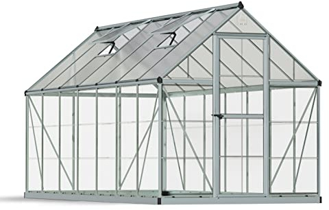 Canopia by Palram Greenhouse Small Hybrid 6 x 14 Greenhouse 426 x 185 cm Aluminium Silver Tomato House Polycarbonate Panels UV-Resistant