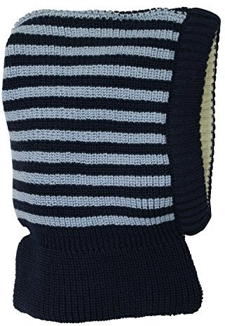 Reläx Schlupfmütze Ringel aus Merino-Schurwolle, Bio-Baumwolle (50-52, Marine/Hellblau Geringelt)
