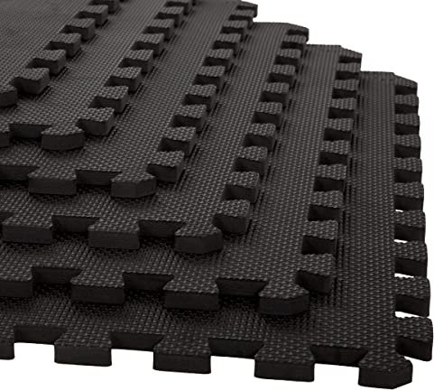 Stalwart Interlocking EVA Foam Floor Tiles for Home Gym, Yoga Mat, Workout Equipment, or Child's Play Surface - Set of 6, (Black) by