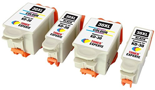 TONER EXPERTE 4 XL Druckerpatronen kompatibel für Kodak 30XL (30B 30CL) ESP 1.2, 3.2, 3.2S C100 C110 C115 C300 C310 C315 C330 C360 Hero 2.2 3.1 4.2 5.1 Office 2100 2150 2170 AIO
