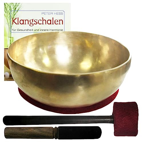 Therapie KLANGSCHALE ca. 8000-8200g + BUCH Peter Hess 5-tlg Klangmassage SET. XXXL-THERAPIEKLANGSCHALE NEPAL + Klöppel + ZUBEHÖR. 70192-13