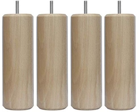 MARGOT 3700527816166 Caméléon Cylindre Lot de 4 Pieds de lit Bois Vernis naturel Hauteur 15 cm