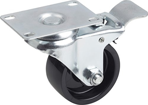 Metafranc Lenkrolle Ø 75 mm – 91 x 62 mm Platte – Feststeller | Polyamid-Rad – Harte Lauffläche – Gleitlager – 100 kg Tragkraft – Transportrolle – Möbelrolle – Schwerlastrolle