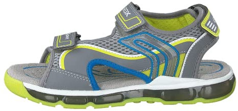 Geox J Sandal Android Boy, Sandali Bambini e ragazzi, Grigio/Verde (Grey/Lime), 34 EU