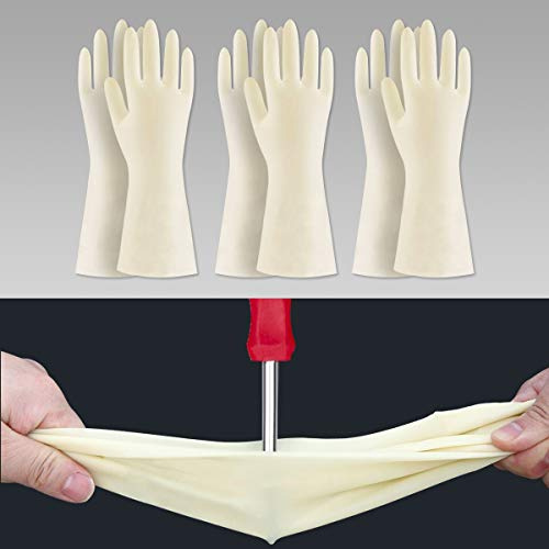 BOOMJOY Nitrile Cleaning Gloves, Heavy Duty Dishwashing Gloves, Reusable Medium Gloves for Kitchen, Bathroom, Gardening, Working, Pet Care - White, 3 Pairs, Size M