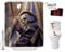Halloween-Duschvorhang-Set für Badezimmer - Gruseliger böser Killer Michael Myers, Horrorfilm-Thema, Urlaub, Polyesterstoff, Dekoration mit Haken und WC-Aufklebern, 2 Postkarten, Party-Dekoration, 183