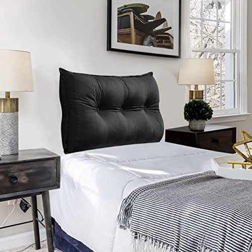 VERCART Couchkissen Groß Dekokissen Kopfteil Gepolstert Rückenlehne Rückenkissen, Langes Sofakissen XXL Lesekissen Lendenkissen Bett Wandkissen Stützkissen für Tagesbett Couch Schwarz 100cm