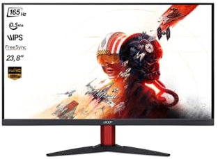 Acer Nitro KG242YPbmiipx Monitor Gaming PC 23.8, Display IPS FullHD 165Hz Overclocking, 2ms, FreeSync Premium, HDMI (2.0), DP (1.2), Lum 250 cd/m2, ZeroFrame, Speaker Integrati, Cavi HDMI, DP Inclusi
