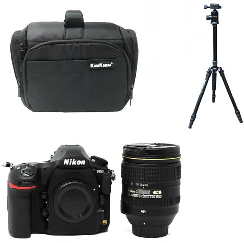 KamKorda Camera Bag + Tripod + D850 DSLR Camera + AF-S NIKKOR 24-120mm f/4G ED VR Lens, 45.7MP FX-Format BSI CMOS Sensor, EXPEED 5 Image Processor, 3.2 Tilting Touchscreen LCD + 2 Year Warranty