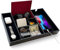 SUKKMORI Valet Tray for Men and Women - PU Leather Nightstand Organizer with 6 Compartments, Desk Catchall Tray for EDC, Keys